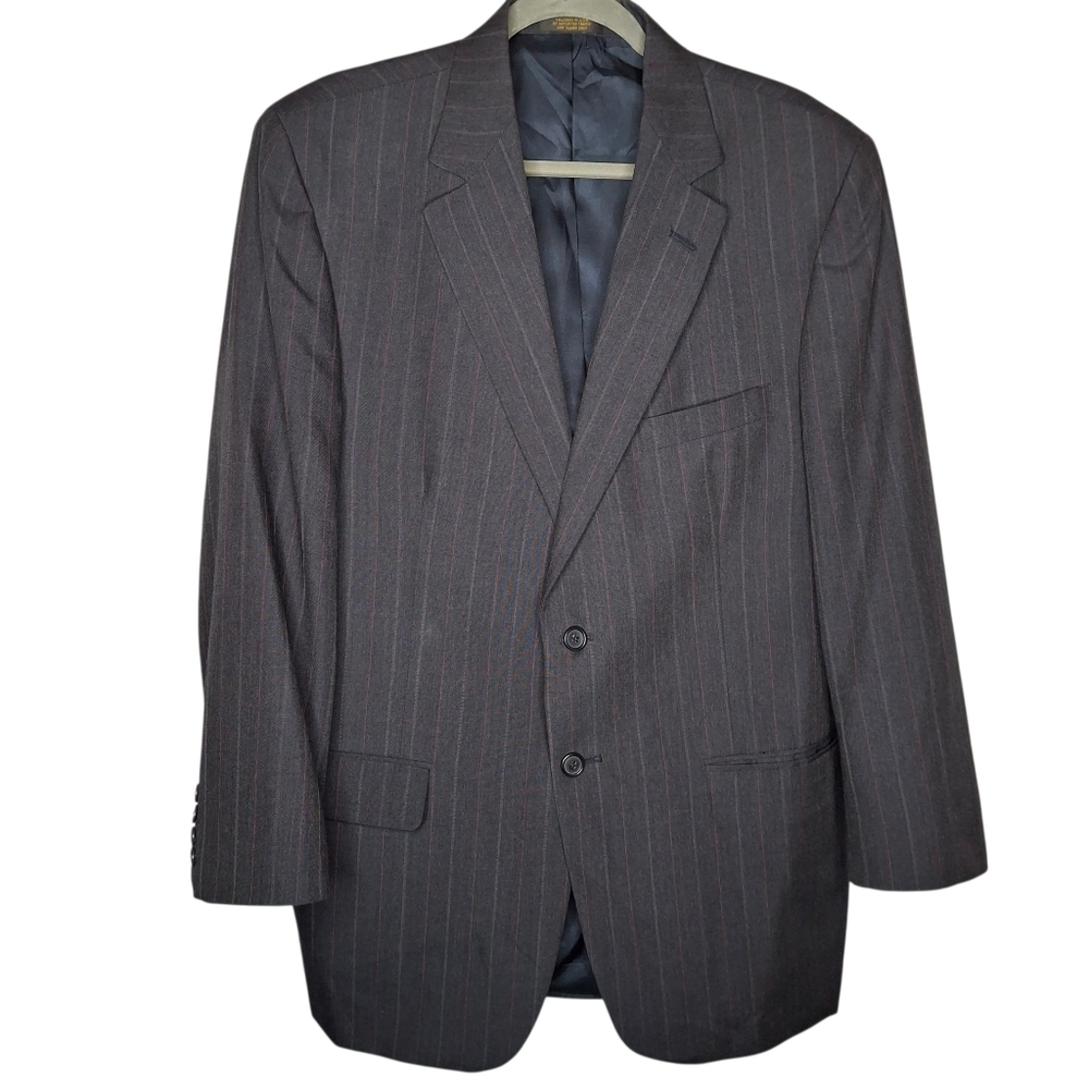 Hardwick Clothes Men's Blazer Suit Jacket Coat Charcoal Dark Grey Pinstripes 42R